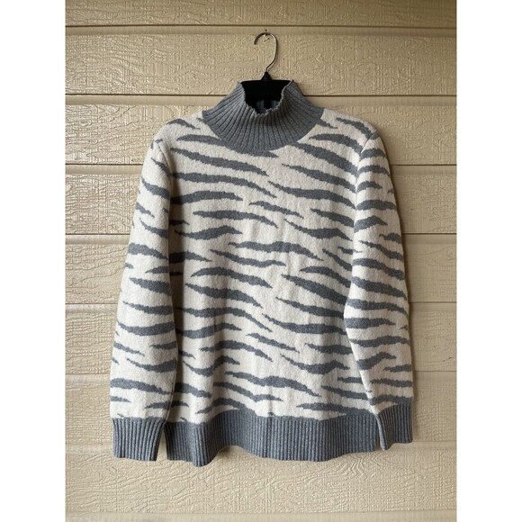 La Vie Rebecca Taylor womens Wool & Alpaca Sweater size Medium Grey Mock Neck - Picture 1 of 5